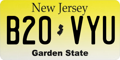 NJ license plate B20VYU
