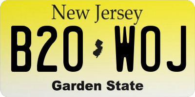 NJ license plate B20WOJ