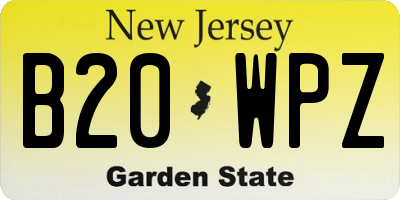 NJ license plate B20WPZ