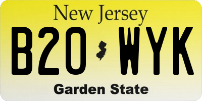 NJ license plate B20WYK