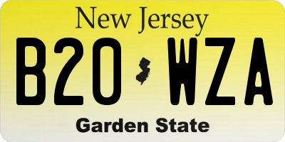 NJ license plate B20WZA