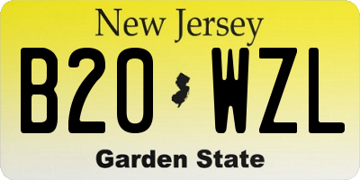 NJ license plate B20WZL
