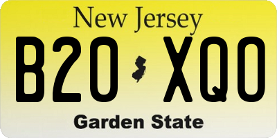 NJ license plate B20XQO