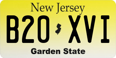 NJ license plate B20XVI