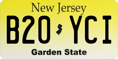 NJ license plate B20YCI
