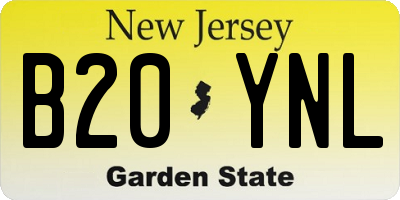NJ license plate B20YNL