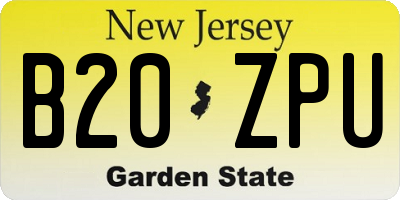 NJ license plate B20ZPU