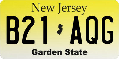NJ license plate B21AQG