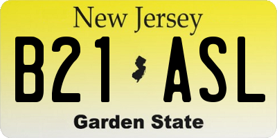 NJ license plate B21ASL