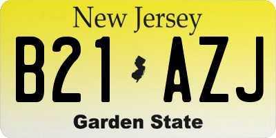 NJ license plate B21AZJ