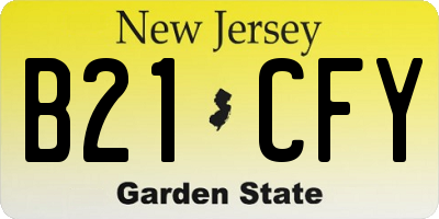 NJ license plate B21CFY