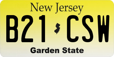 NJ license plate B21CSW