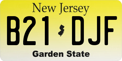 NJ license plate B21DJF