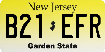 NJ license plate B21EFR
