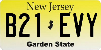 NJ license plate B21EVY
