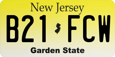 NJ license plate B21FCW