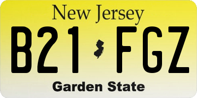 NJ license plate B21FGZ