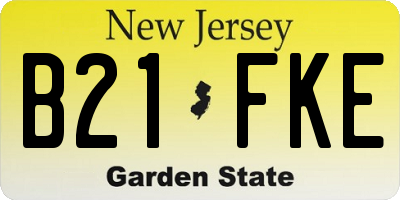 NJ license plate B21FKE