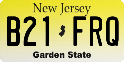NJ license plate B21FRQ