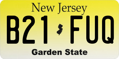NJ license plate B21FUQ