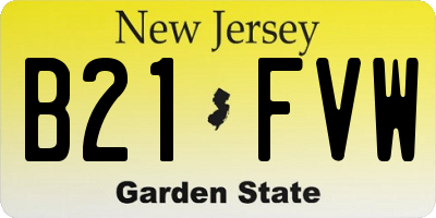 NJ license plate B21FVW