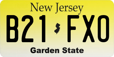 NJ license plate B21FXO