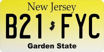 NJ license plate B21FYC