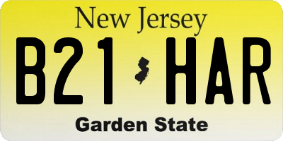 NJ license plate B21HAR