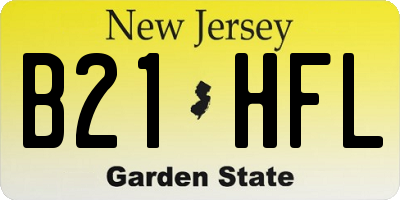 NJ license plate B21HFL