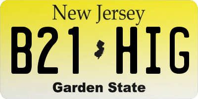 NJ license plate B21HIG