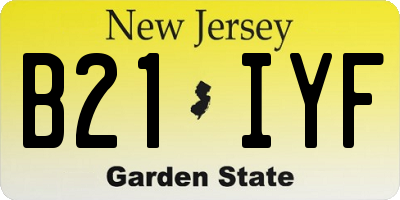 NJ license plate B21IYF
