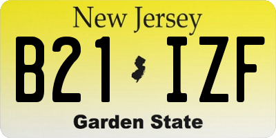 NJ license plate B21IZF