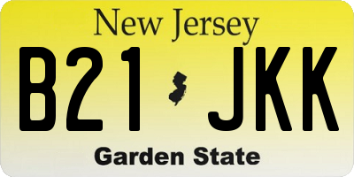NJ license plate B21JKK