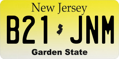 NJ license plate B21JNM