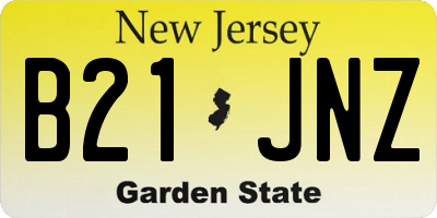 NJ license plate B21JNZ