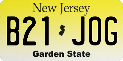 NJ license plate B21JOG