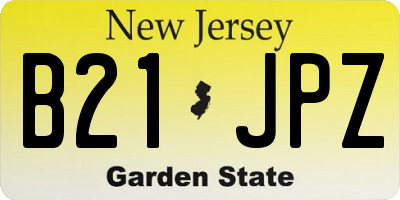 NJ license plate B21JPZ
