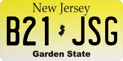 NJ license plate B21JSG