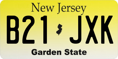 NJ license plate B21JXK
