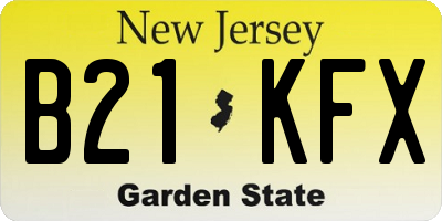 NJ license plate B21KFX