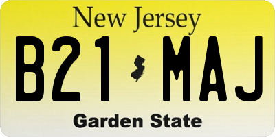 NJ license plate B21MAJ