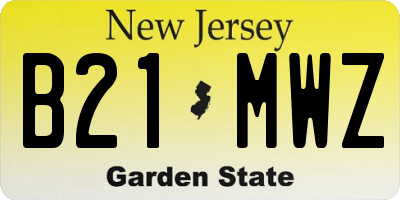NJ license plate B21MWZ