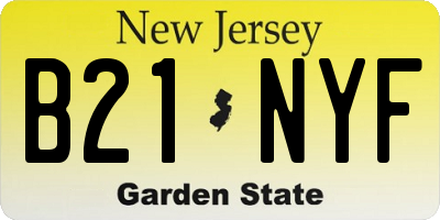 NJ license plate B21NYF