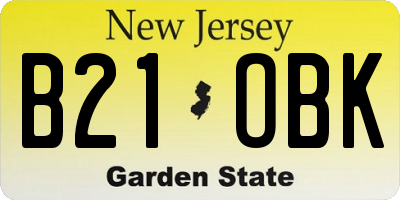 NJ license plate B21OBK