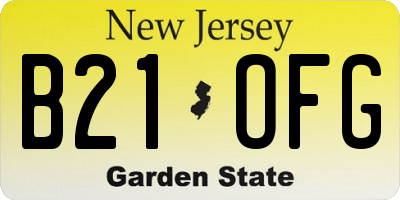 NJ license plate B21OFG