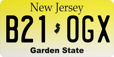 NJ license plate B21OGX