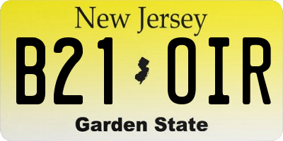 NJ license plate B21OIR