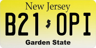 NJ license plate B21OPI