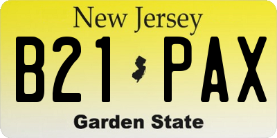 NJ license plate B21PAX