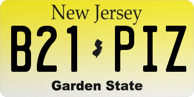 NJ license plate B21PIZ